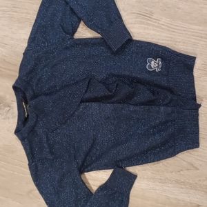 Little Marc Jacobs shimmery sparkle navy blue ruffle cardigan sweater snap up 5